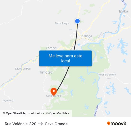Rua Valência, 320 to Cava Grande map