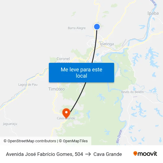 Avenida José Fabrício Gomes, 504 to Cava Grande map