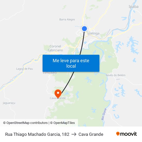 Rua Thiago Machado Garcia, 182 to Cava Grande map