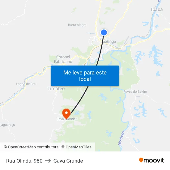 Rua Olinda, 980 to Cava Grande map