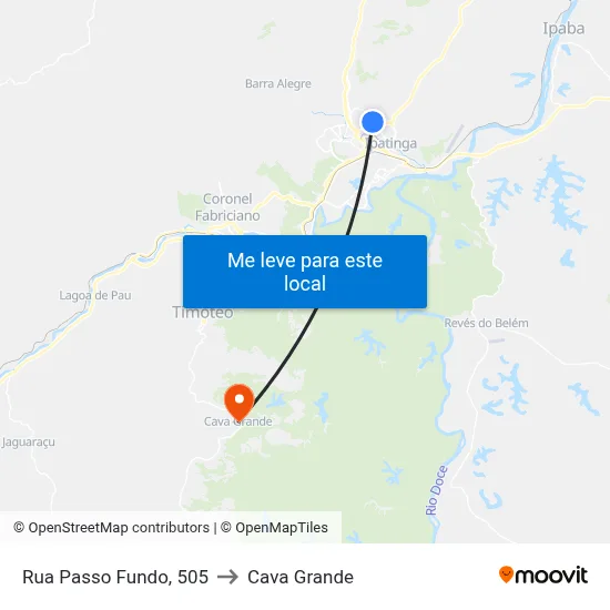 Rua Passo Fundo, 505 to Cava Grande map