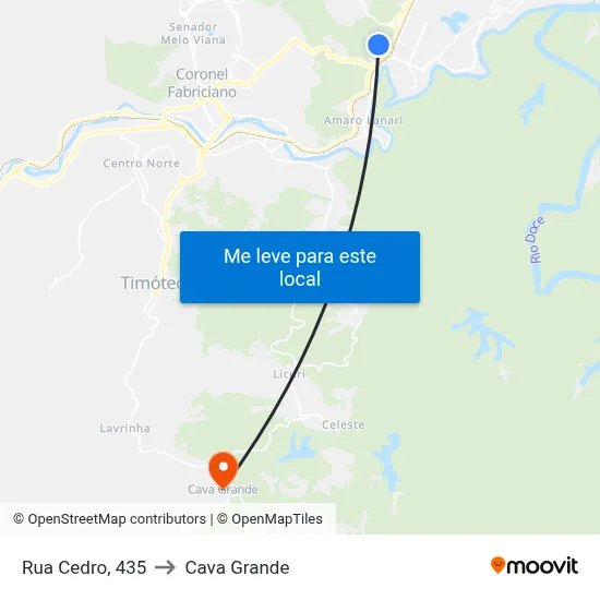 Rua Cedro, 435 to Cava Grande map