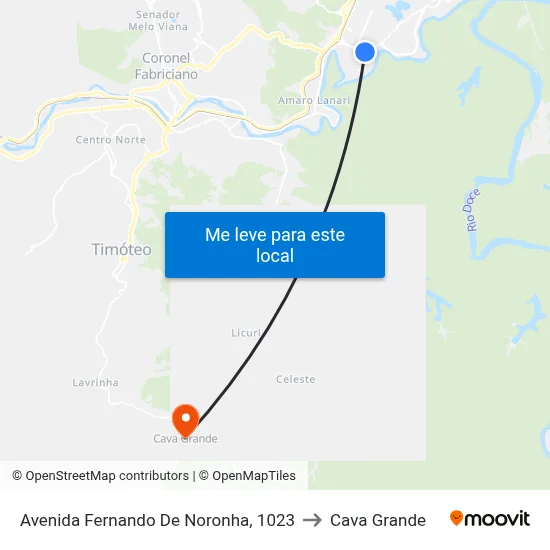 Avenida Fernando De Noronha, 1023 to Cava Grande map
