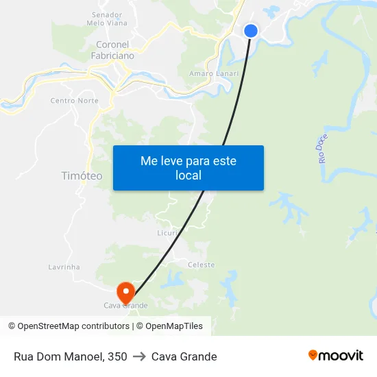 Rua Dom Manoel, 350 to Cava Grande map