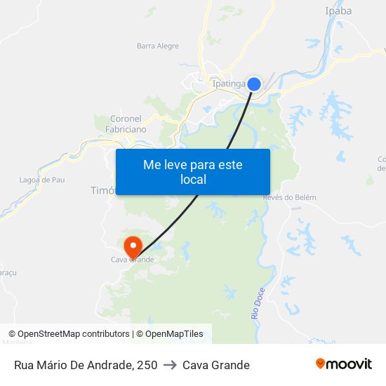 Rua Mário De Andrade, 250 to Cava Grande map