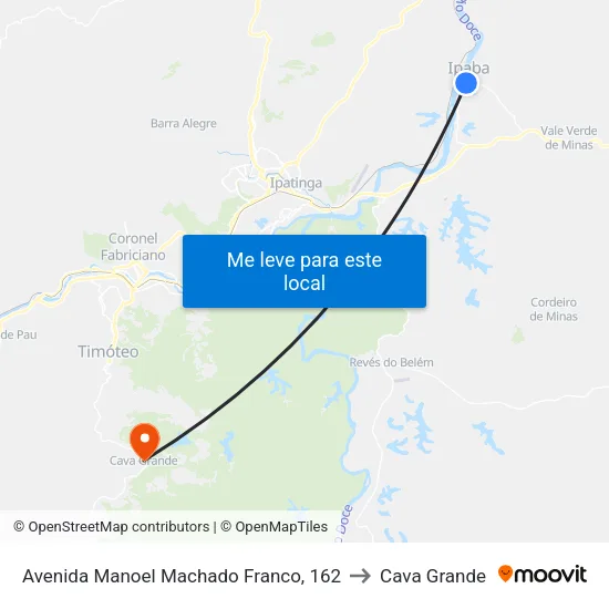 Avenida Manoel Machado Franco, 162 to Cava Grande map