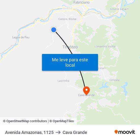 Avenida Amazonas, 1125 to Cava Grande map