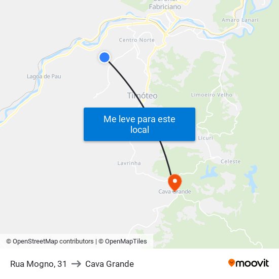 Rua Mogno, 31 to Cava Grande map