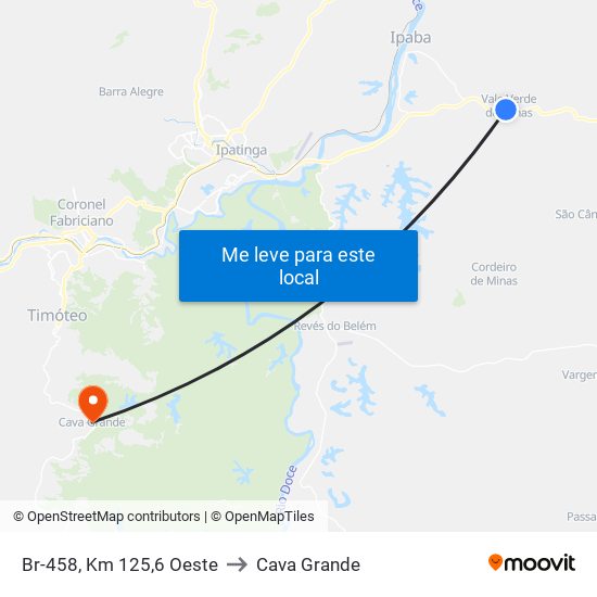 Br-458, Km 125,6 Oeste to Cava Grande map