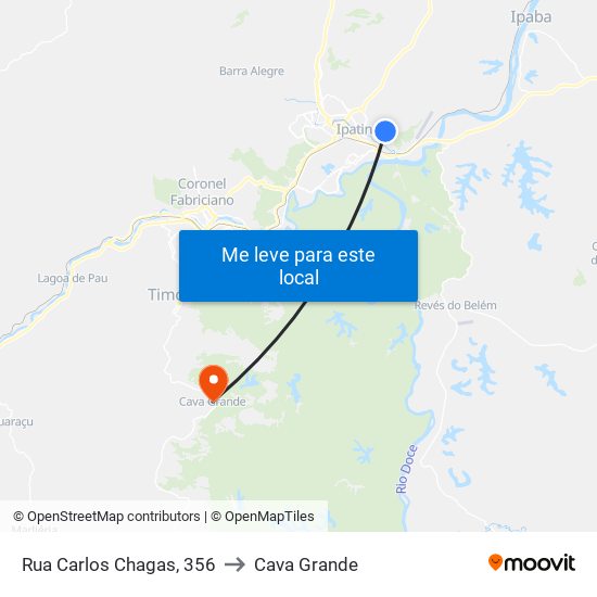 Rua Carlos Chagas, 356 to Cava Grande map