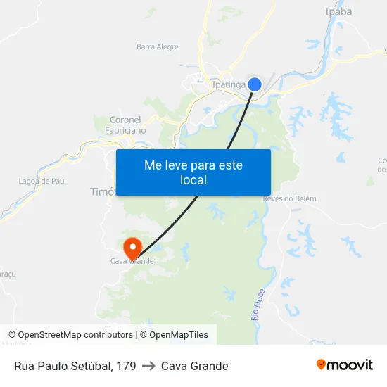 Rua Paulo Setúbal, 179 to Cava Grande map