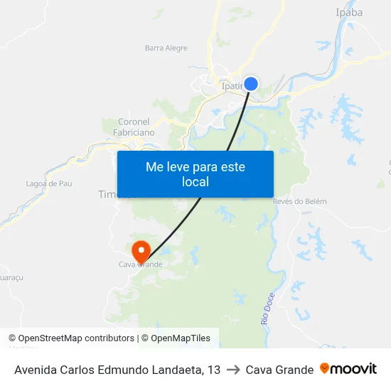 Avenida Carlos Edmundo Landaeta, 13 to Cava Grande map