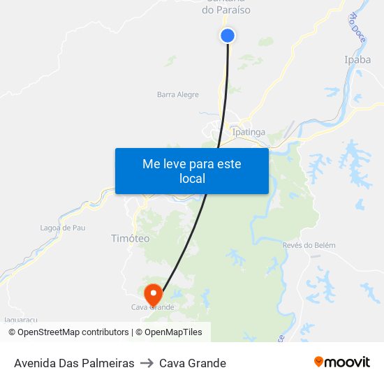 Avenida Das Palmeiras to Cava Grande map