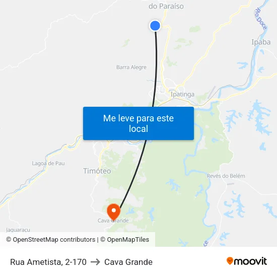 Rua Ametista, 2-170 to Cava Grande map