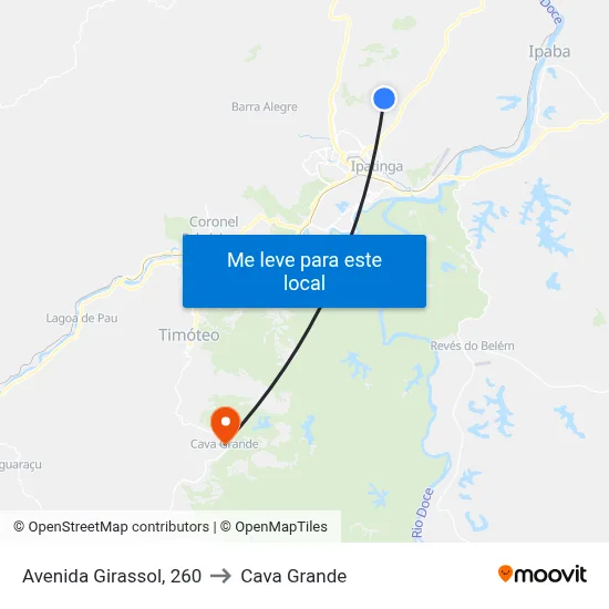 Avenida Girassol, 260 to Cava Grande map