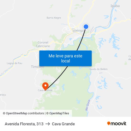 Avenida Floresta, 313 to Cava Grande map