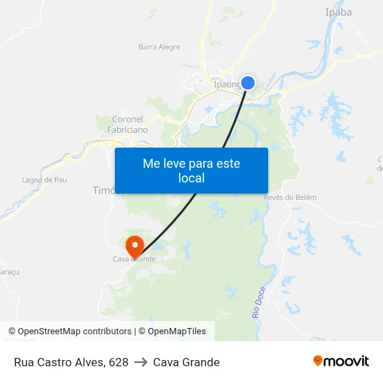 Rua Castro Alves, 628 to Cava Grande map