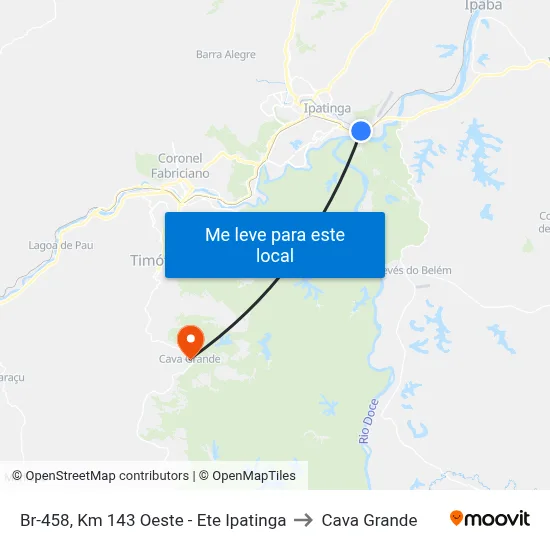 Br-458, Km 143 Oeste - Ete Ipatinga to Cava Grande map