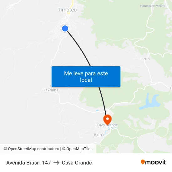 Avenida Brasil, 147 to Cava Grande map
