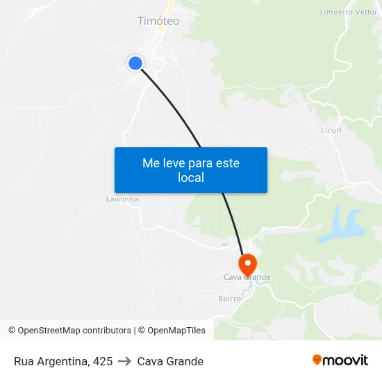 Rua Argentina, 425 to Cava Grande map