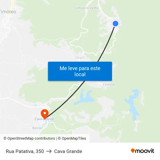 Rua Patativa, 350 to Cava Grande map