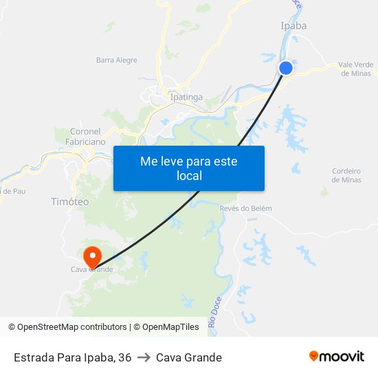 Estrada Para Ipaba, 36 to Cava Grande map