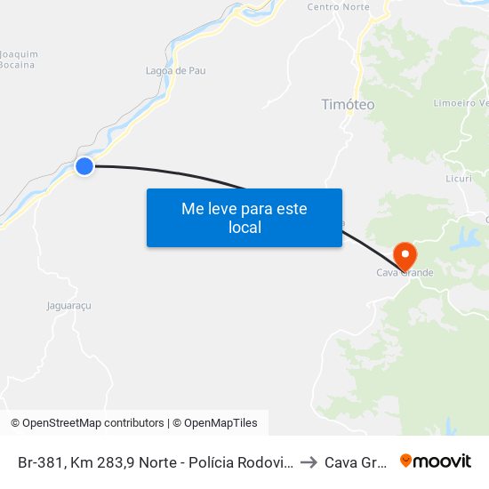 Br-381, Km 283,9 Norte - Polícia Rodoviária Federal to Cava Grande map