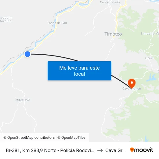 Br-381, Km 283,9 Norte - Polícia Rodoviária Federal to Cava Grande map