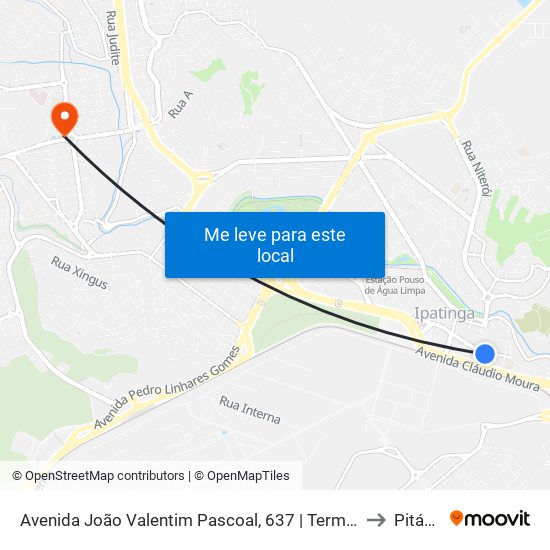 Avenida João Valentim Pascoal, 637 | Terminal Rodoviário De Ipatinga to Pitágoras map