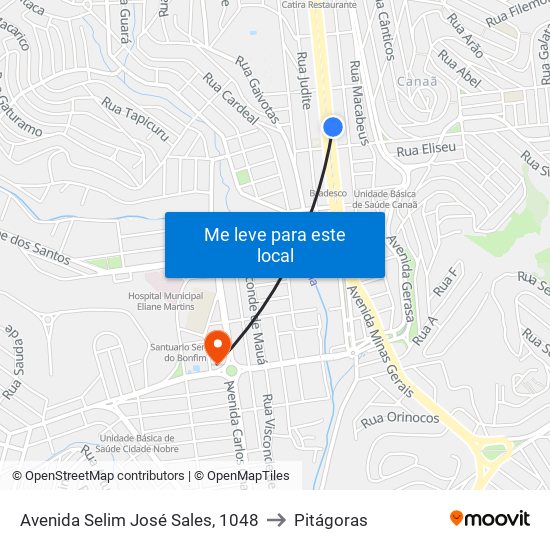 Avenida Selim José Sales, 1048 to Pitágoras map