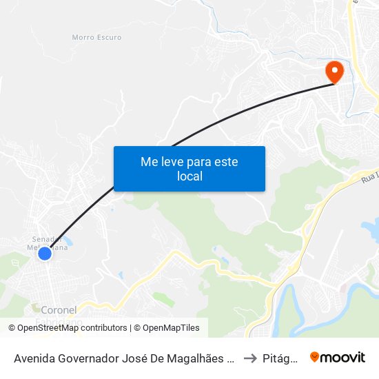 Avenida Governador José De Magalhães Pinto, 2220 to Pitágoras map