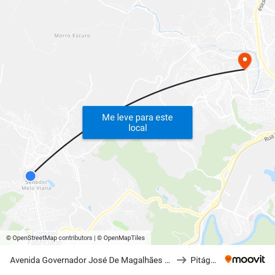 Avenida Governador José De Magalhães Pinto, 2994 to Pitágoras map