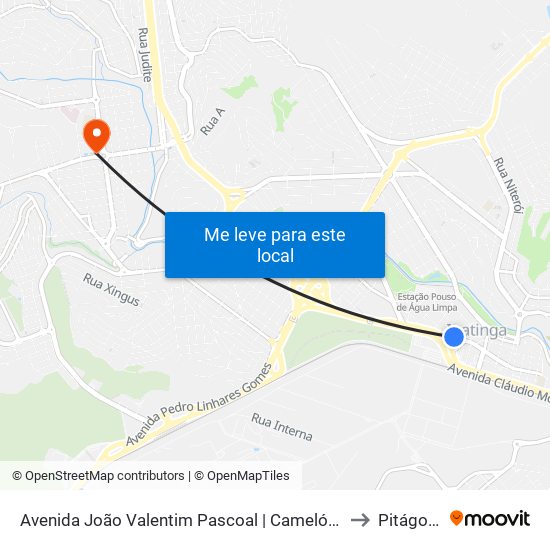 Avenida João Valentim Pascoal | Camelódromo 1 to Pitágoras map