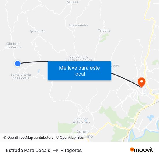 Estrada Para Cocais to Pitágoras map