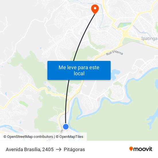 Avenida Brasília, 2405 to Pitágoras map