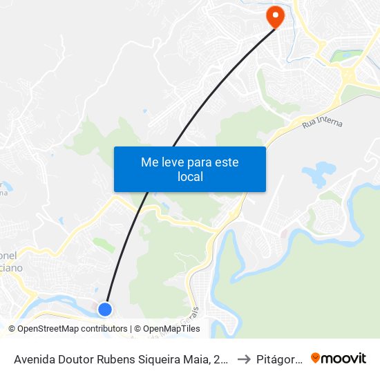 Avenida Doutor Rubens Siqueira Maia, 2111 to Pitágoras map