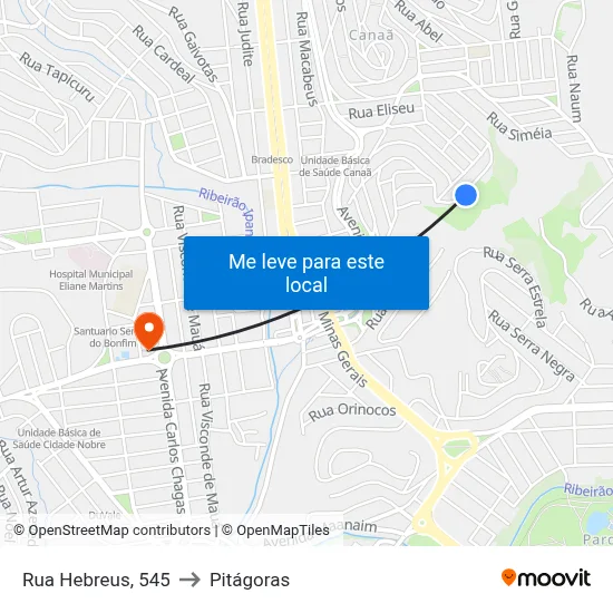 Rua Hebreus, 545 to Pitágoras map