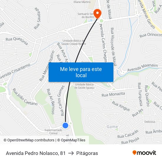 Avenida Pedro Nolasco, 81 to Pitágoras map