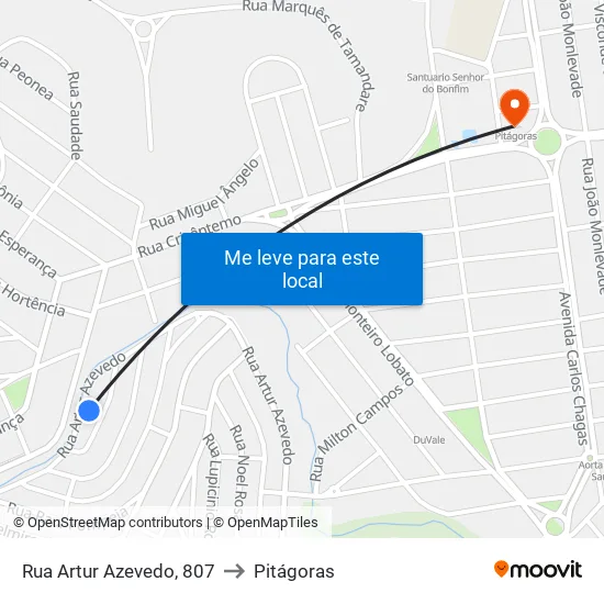 Rua Artur Azevedo, 807 to Pitágoras map