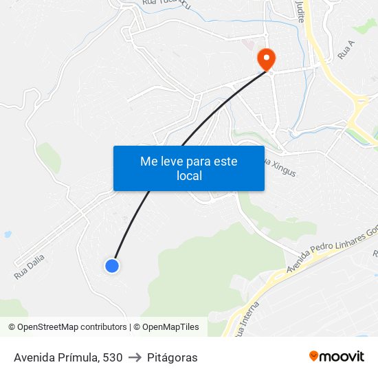 Avenida Prímula, 530 to Pitágoras map