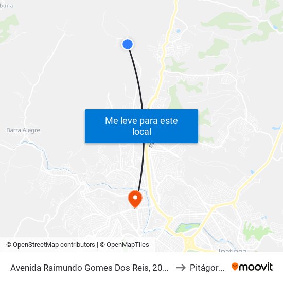 Avenida Raimundo Gomes Dos Reis, 2045 to Pitágoras map