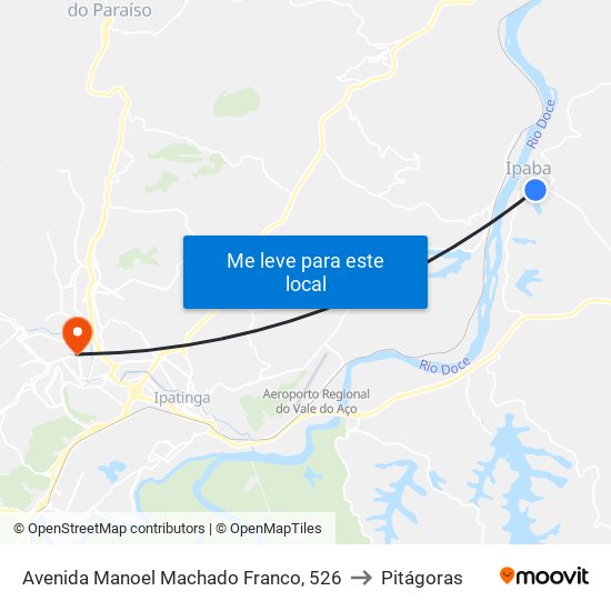 Avenida Manoel Machado Franco, 526 to Pitágoras map