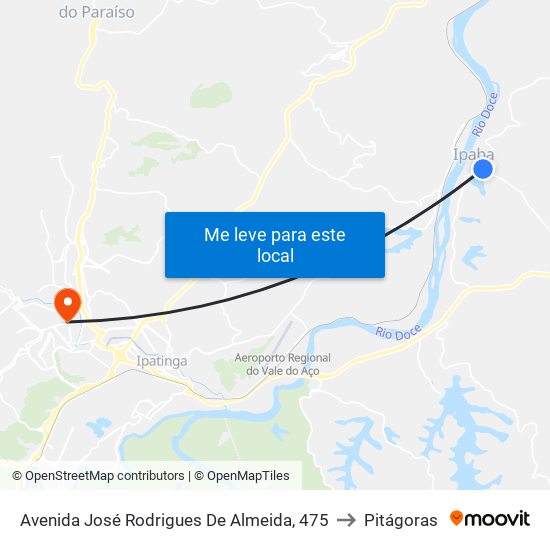 Avenida José Rodrigues De Almeida, 475 to Pitágoras map