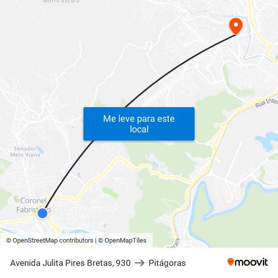 Avenida Julita Pires Bretas, 930 to Pitágoras map