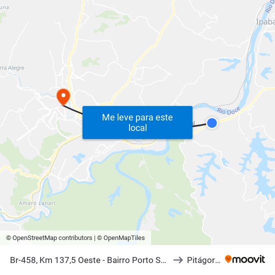 Br-458, Km 137,5 Oeste - Bairro Porto Seguro to Pitágoras map