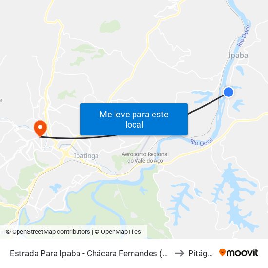 Estrada Para Ipaba - Chácara Fernandes (Sentido Br-458) to Pitágoras map