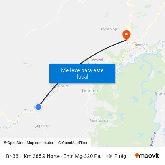 Br-381, Km 285,9 Norte - Entr. Mg-320 Para Marliéria to Pitágoras map