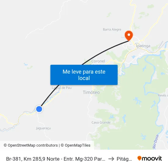 Br-381, Km 285,9 Norte - Entr. Mg-320 Para Marliéria to Pitágoras map