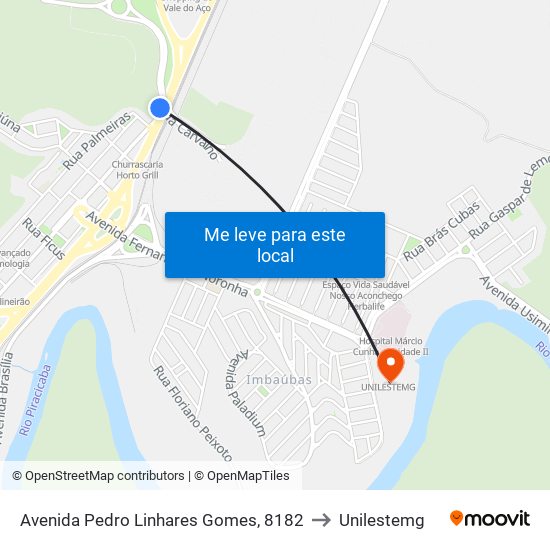 Avenida Pedro Linhares Gomes, 8182 to Unilestemg map