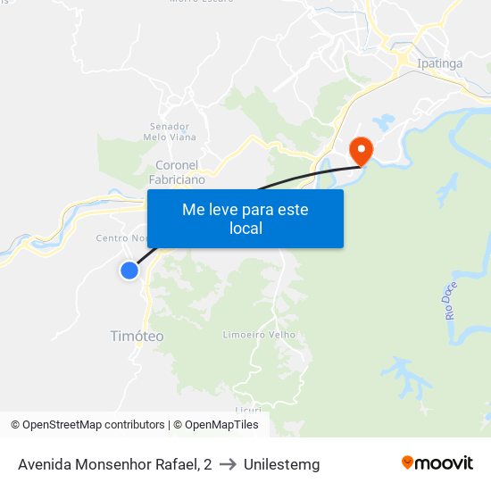 Avenida Monsenhor Rafael, 2 to Unilestemg map
